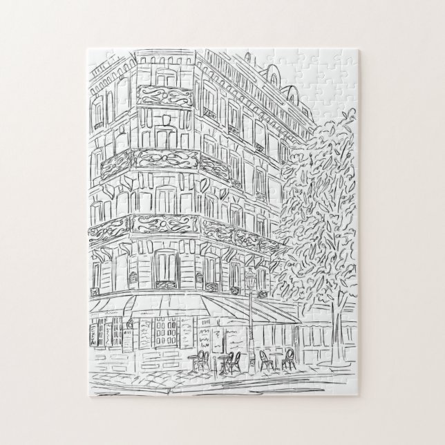 Pariser Corner Black and White Jigsaw Puzzle (Vertikal)