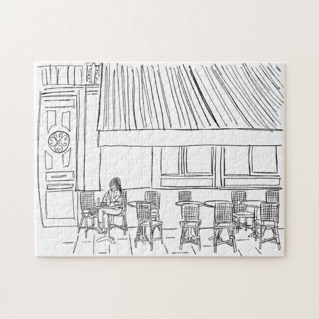 Pariser Corner Black and White Jigsaw Puzzle (Horizontal)