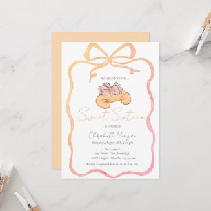 Pariser Croissant Chic Schleife Sweet 16 Einladung