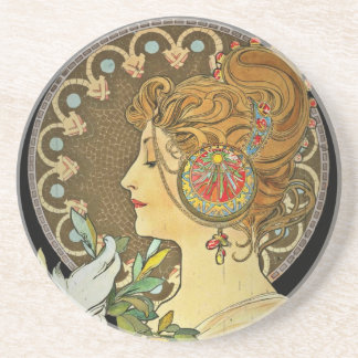 Pariser Dame und Feder 1899 Sandstein Untersetzer