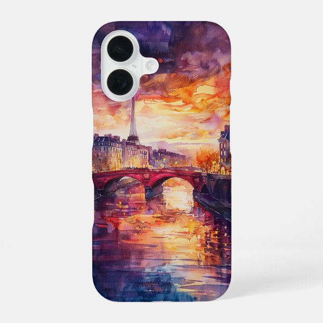 Pariser Dämmerungsreflexionen iPhone 16 Hülle (Rückseite)