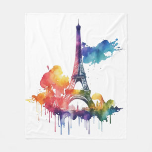 Pariser Design mit farbenfrohen Spritzern Fleecedecke