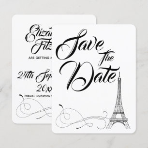Pariser Doodles Hochzeit Save The Date Einladung