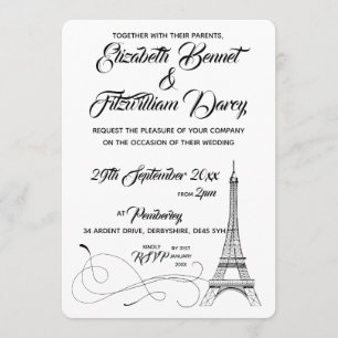 Pariser Doodles-Hochzeitseinladung Einladung