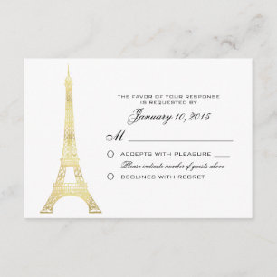 Pariser Eiffel-Turm-Goldhochzeit UAWG Gewohnheit RSVP Karte
