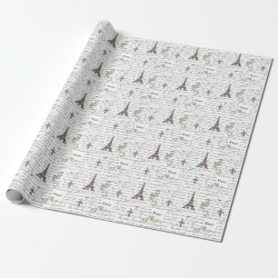 Pariser Eiffelturm französische Schriftrollen Geschenkpapier