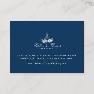 Pariser Eiffelturm Hochzeit der Flora-Flora-Marine Begleitkarte