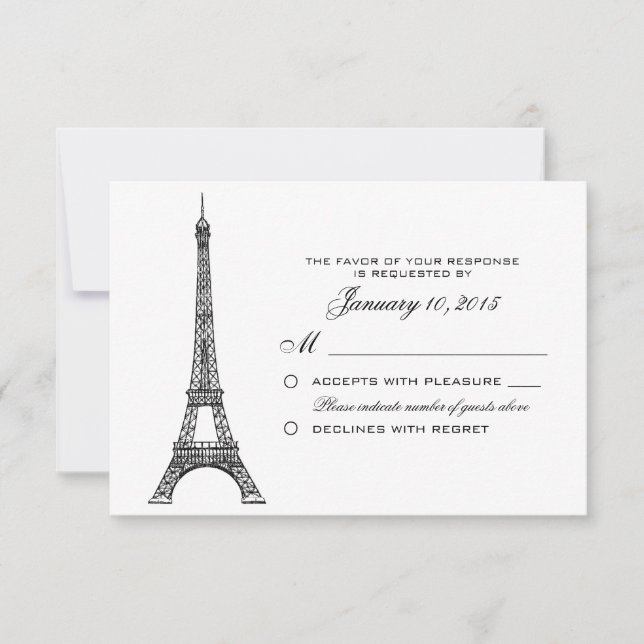 Pariser Eiffelturm Hochzeit RSVP Custom (Vorderseite)
