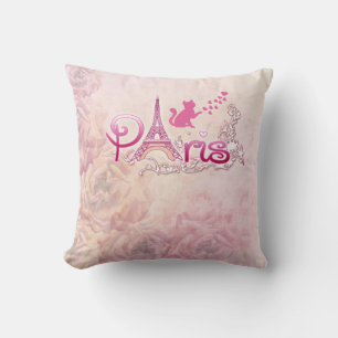 Pariser Eiffelturm I Liebe Paris Cat Kissen