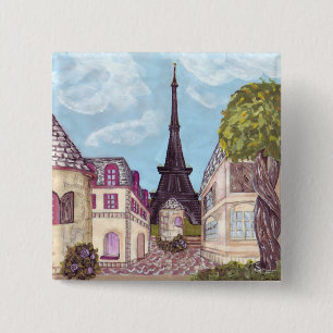 Pariser Eiffelturm inspirierter Landschaftsknopf Button