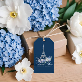 Pariser Eiffelturm Wasserfarbenflorale Hochzeit Geschenkanhänger