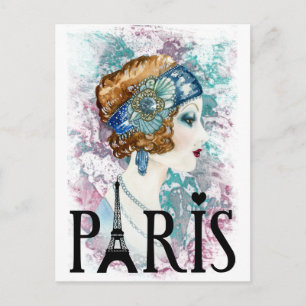 Pariser Französin im Flapper-Stil Postkarte