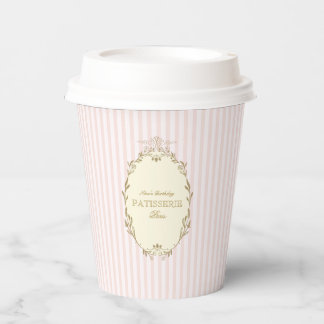 Pariser Französische Patisserie Vintage Party Rosa Pappbecher