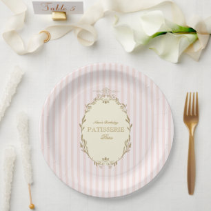 Pariser Französische Patisserie Vintage Party Rosa Pappteller