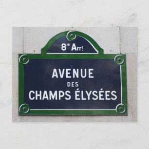 Pariser französische Straßenschild Champs Elysees  Postkarte