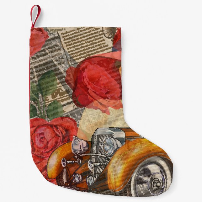 Pariser Frau: Eiffelturm Retro. Kleiner Weihnachtsstrumpf (Vorderseite)
