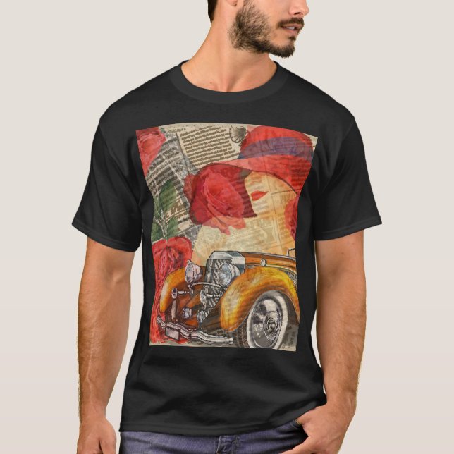 Pariser Frau: Eiffelturm Retro. T-Shirt (Vorderseite)