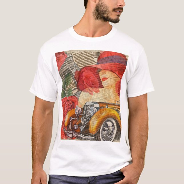 Pariser Frau: Eiffelturm Retro. T-Shirt (Vorderseite)