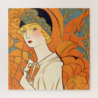 Pariser Frauen der 1920er Jahre mit orangefarbenen Puzzle