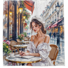 Pariser Frauen Elegante: Pariser Café Street Duschvorhang