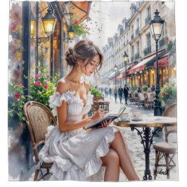 Pariser Frauen Elegante: Pariser Café Street Duschvorhang