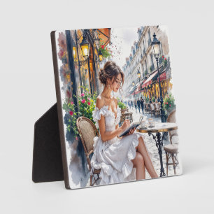 Pariser Frauen Elegante: Pariser Café Street Fotoplatte