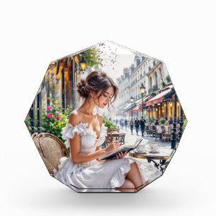 Pariser Frauen Eleganz: Pariser Café-Straßen-Vibes Fotoblock