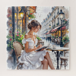 Pariser Frauen Eleganz: Pariser Café-Straßen-Vibes Puzzle