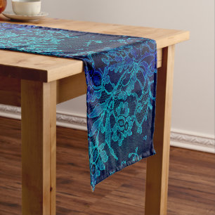 Pariser Frauenfeind Viktorianisch Gothic Navy Blue Kurzer Tischläufer