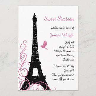 Pariser Geburtstags-Einladung (Schwarzweiss) Einladung