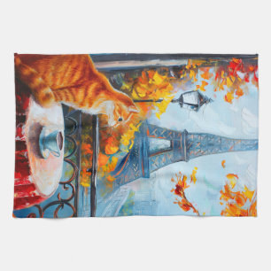 Pariser Herbst Ginger Cat im Café Geschirrtuch