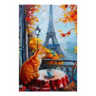 Pariser Herbst Ginger Cat im Café Poster