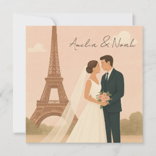 Pariser Hochzeitseinladung Eleganter Eiffelturm Save The Date