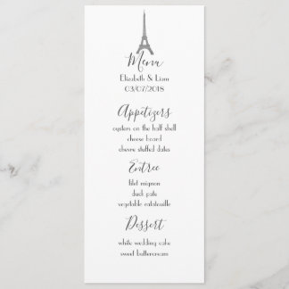 Pariser Hochzeitsmenü Menükarte