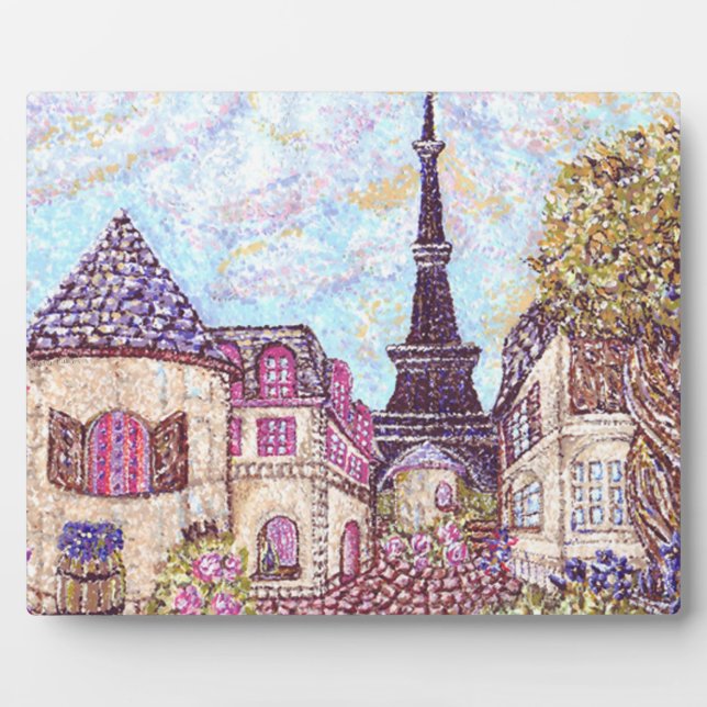 Pariser Inspirierter Pointillismus Landschaftsplat Fotoplatte (Vorderseite)