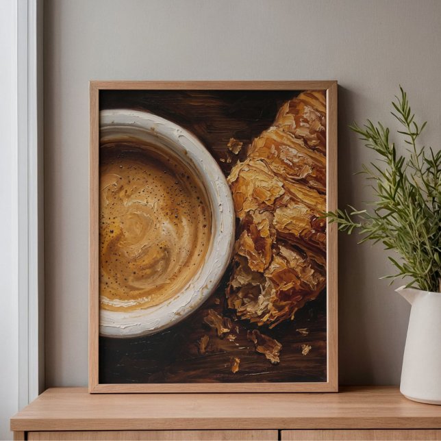 Pariser Kaffee & Croissant-Kunst Leinwanddruck (Von Creator hochgeladen)