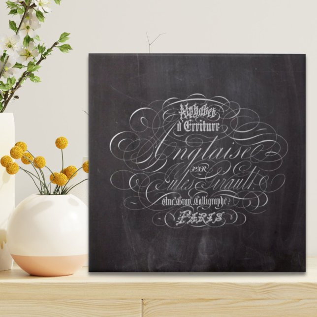 Pariser Landschalkboard Französische Schriften Fliese (Paris rustic country chalkboard French Scripts Tile)
