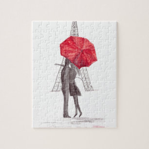 Pariser Liebe mit Roter Schirmhochzeit Puzzle