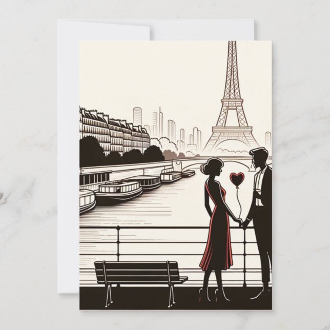 Pariser Liebe Whisper - Eiffelturm Valentine Feiertagskarte (Vorderseite)