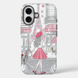 Pariser Mädchen  – Süßer Eiffelturm & Café-Straße  iPhone 16 Hülle