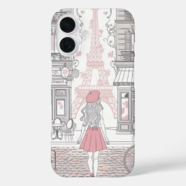 Pariser Mädchen  – Süßer Eiffelturm & Café-Straße  iPhone 16 Hülle