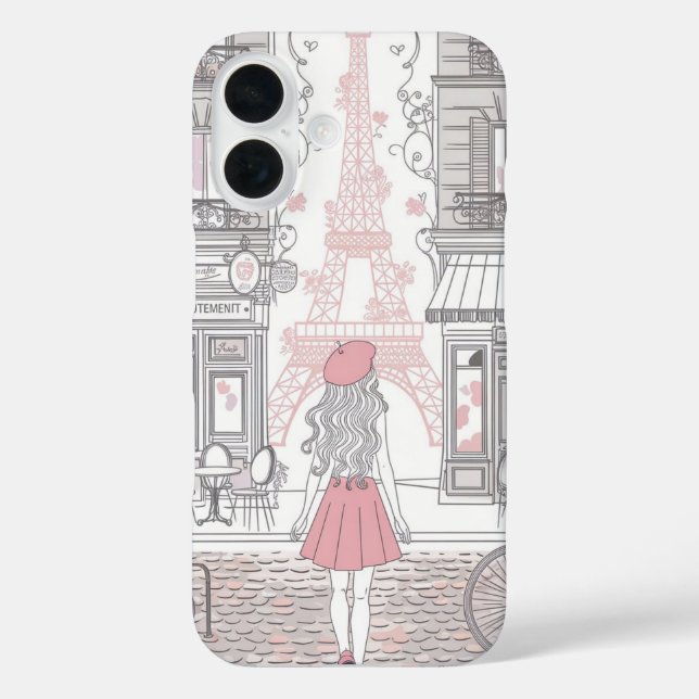 Pariser Mädchen  – Süßer Eiffelturm & Café-Straße  Case-Mate iPhone Hülle (Rückseite)
