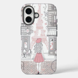 Pariser Mädchen  – Süßer Eiffelturm & Café-Straße  iPhone 16 Hülle