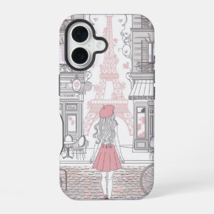 Pariser Mädchen  – Süßer Eiffelturm & Café-Straße  iPhone 16 Hülle