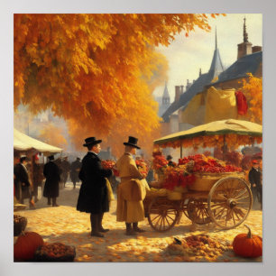 Pariser Markt im Herbst Poster