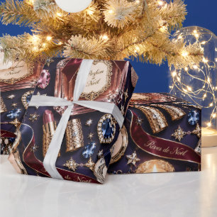 Pariser Mitternacht Burgunder Weihnachten Geschenkpapier