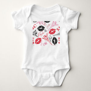 Pariser Mode, kalligrafisches Eiffelturm-Muster. Baby Strampler
