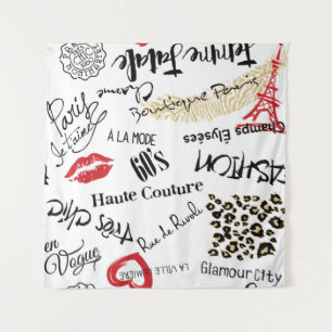 Pariser Mode und Glamour nahtlos Wandteppich