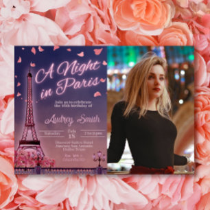 Pariser Nacht - Geburtstag mit Foto Einladung