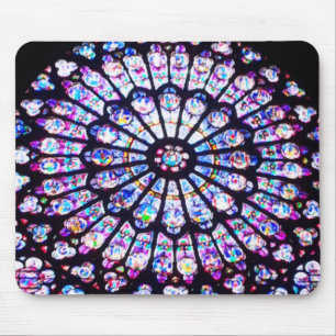 Pariser Notre-Dame-Buntglas - Das Rose-Fenster Mousepad